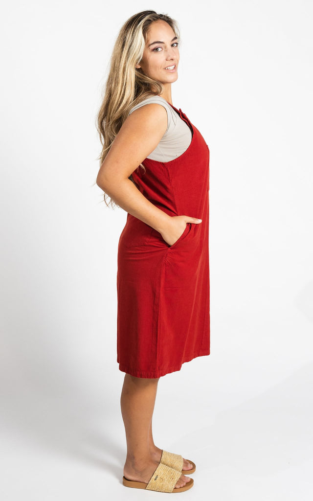 Surya Australia Ethical Cotton 'Ayla' Pinafore made in Nepal - Rust