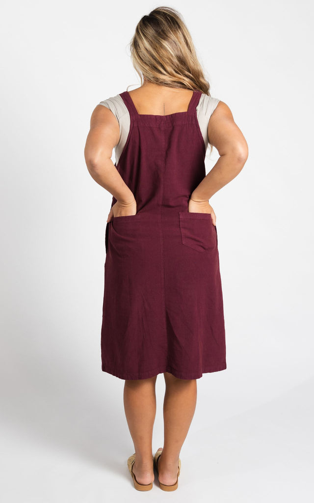 Surya Australia Ethical Cotton 'Ayla' Pinafore made in Nepal - Wine