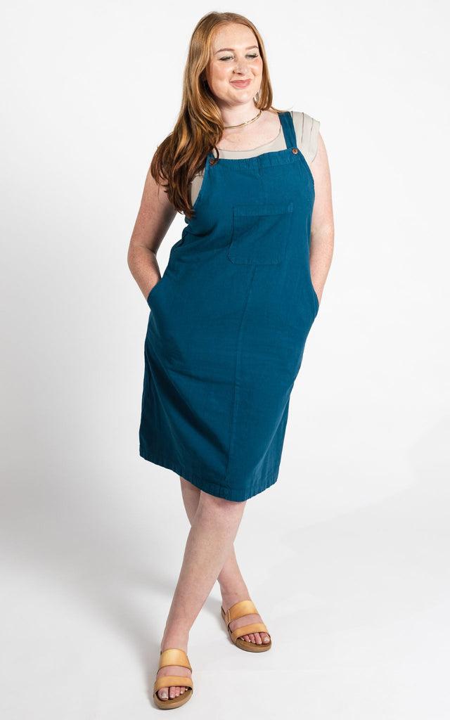 Surya Australia Ethical Cotton 'Ayla' Pinafore made in Nepal - Turquoise
