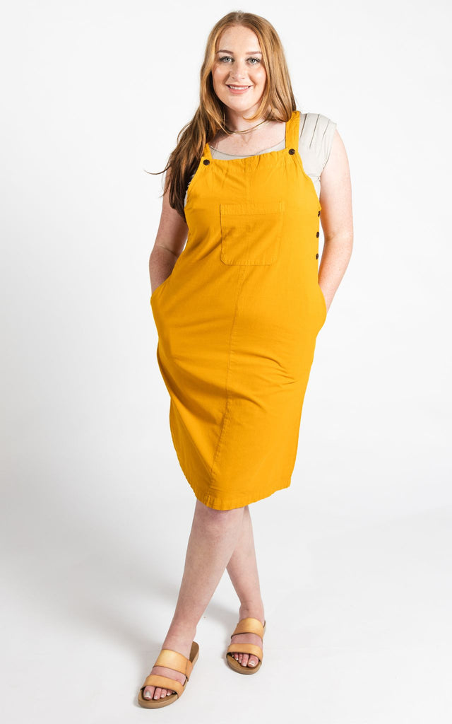 Surya Australia Ethical Cotton 'Ayla' Pinafore made in Nepal - Mustard