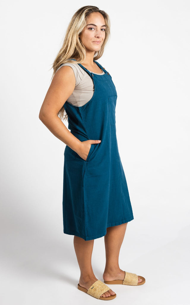 Surya Australia Ethical Cotton 'Ayla' Pinafore made in Nepal - Turquoise