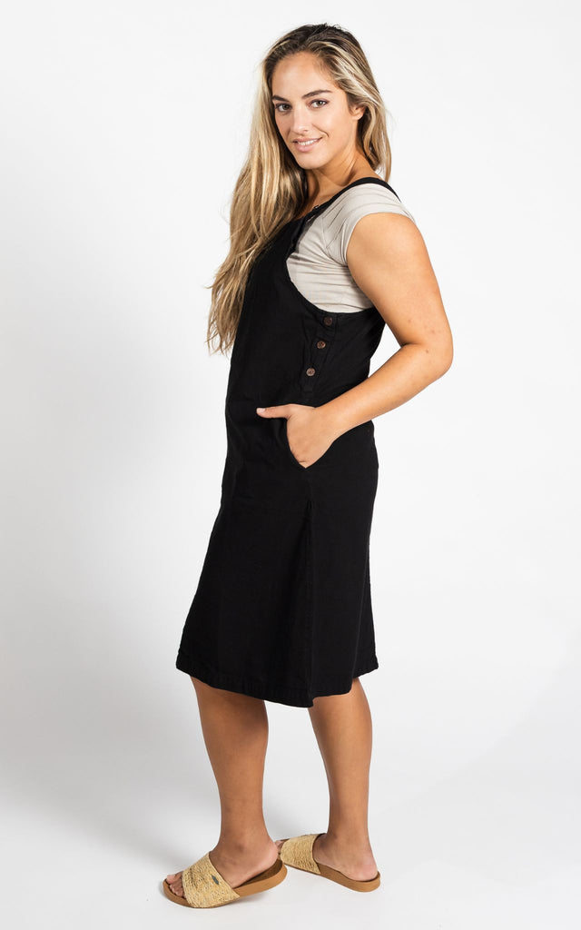 Surya Australia Ethical Cotton 'Ayla' Pinafore made in Nepal - Black