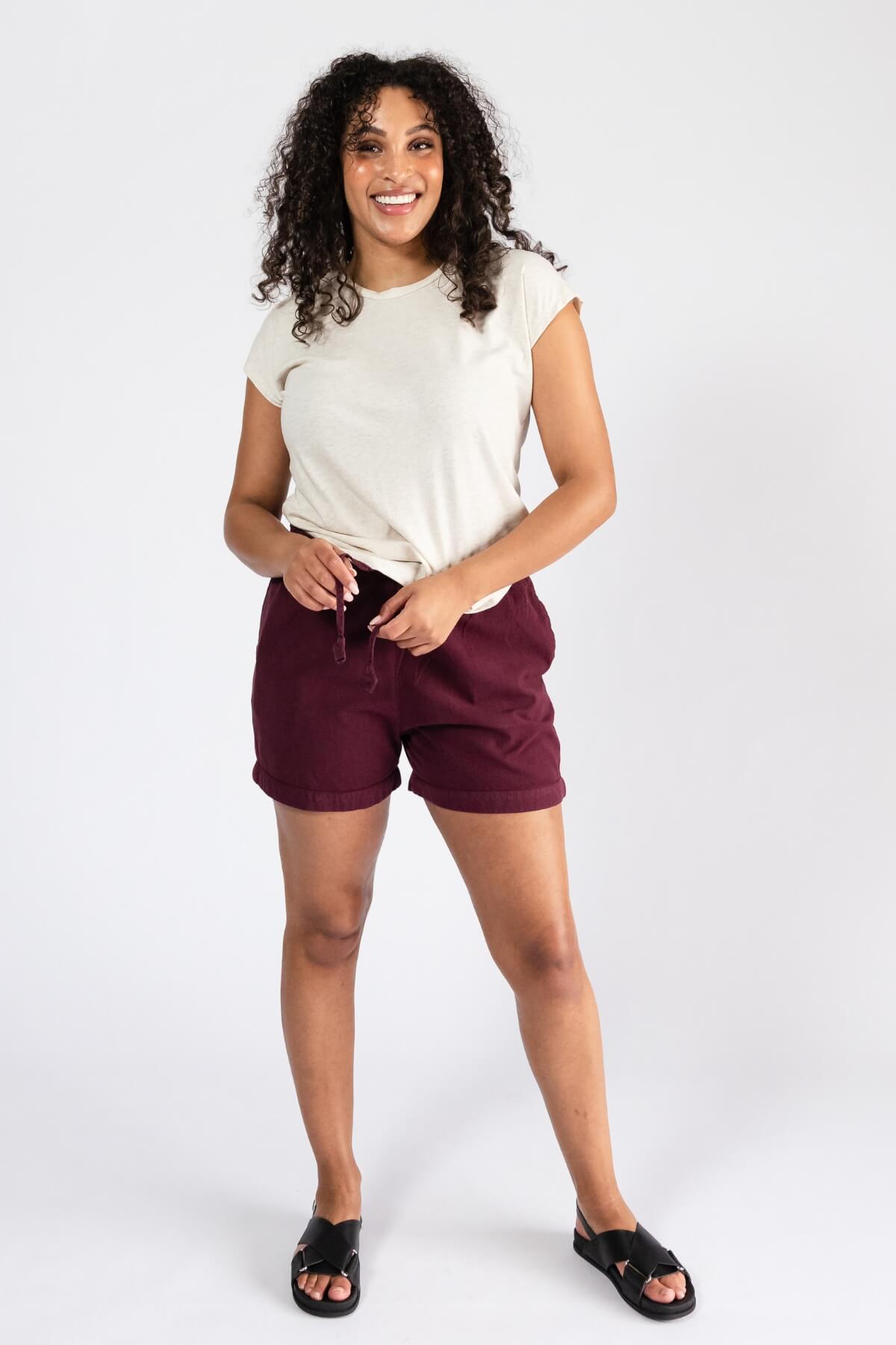 Surya Cotton Shorts for Women made in Nepal - Wine