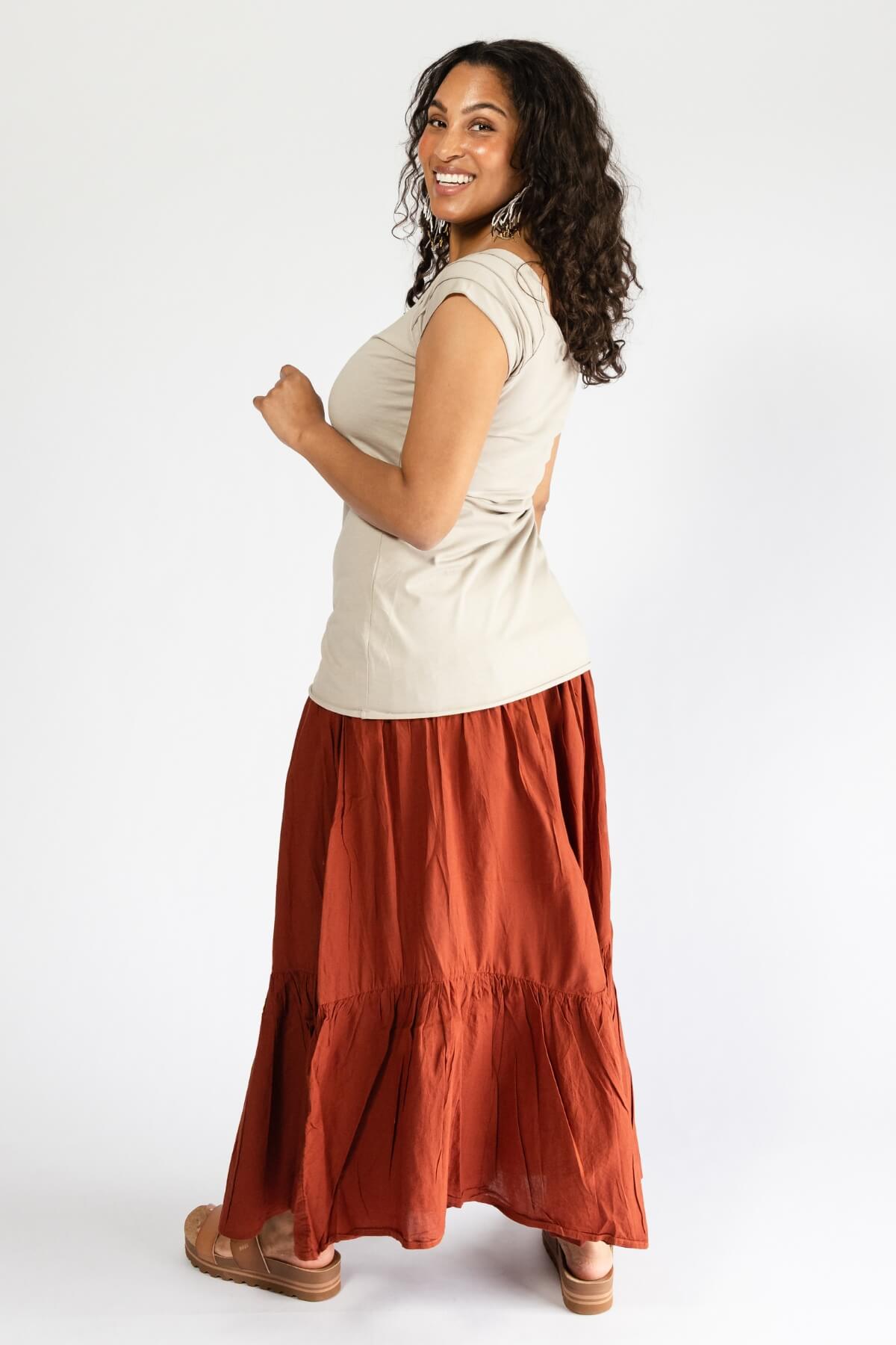 Surya Ethical Crinkle Cotton Skirt for Women - left side view