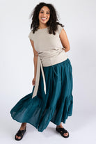 Surya Cambric Cotton Skirt for Women - shirred waistband