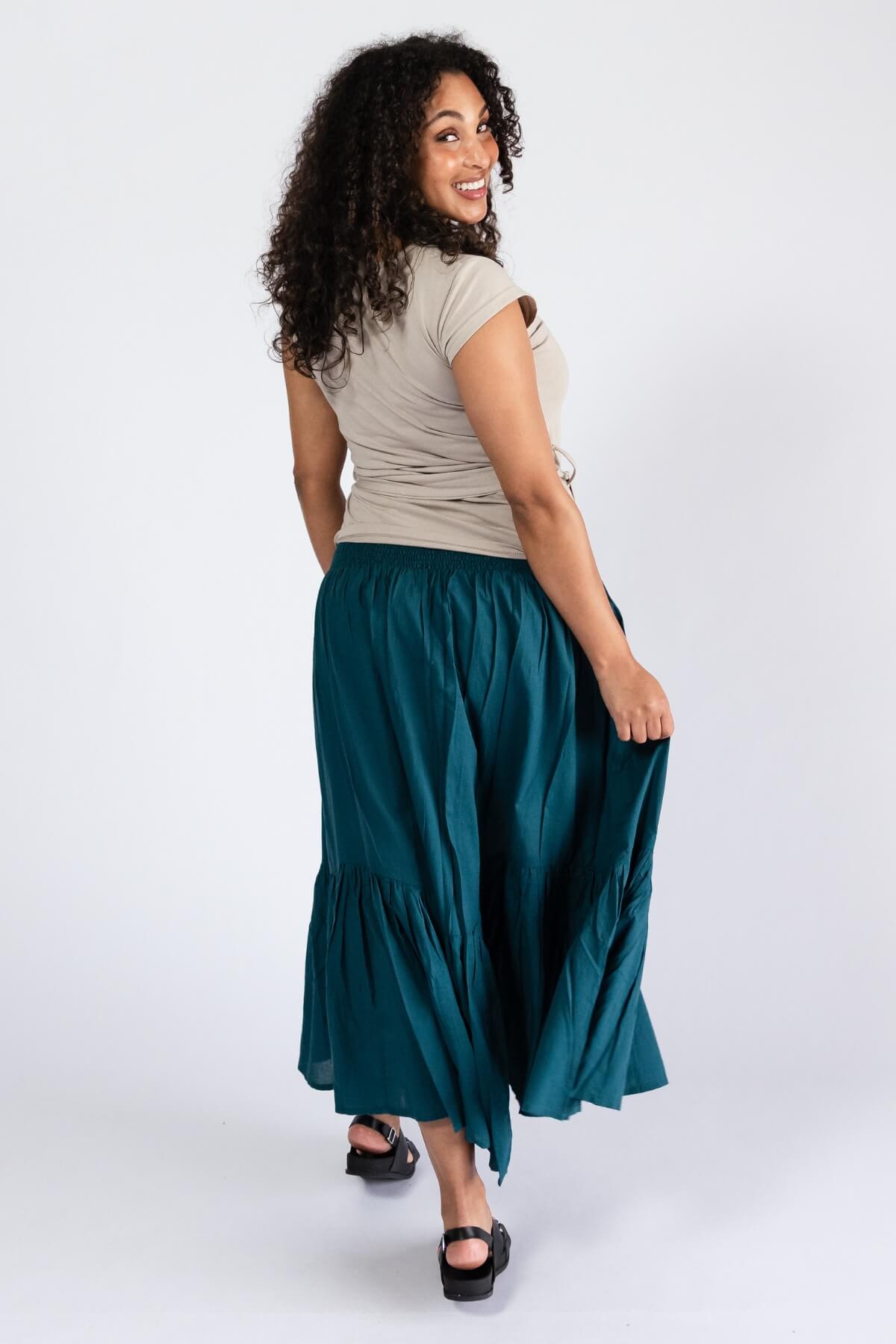 Surya Cambric Cotton Skirt for Women - rear view