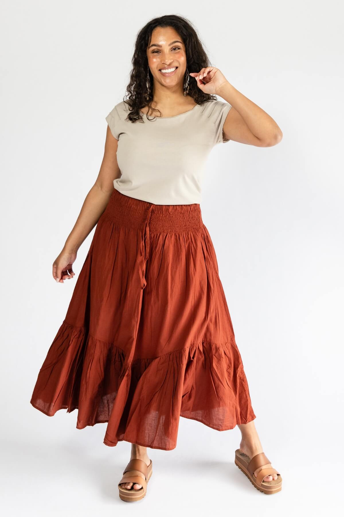 Surya Ethical Crinkle Cotton Skirt for Women - comfortable stretchy waistband