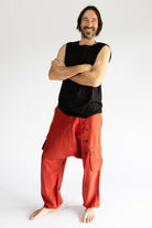 Surya Drop Crotch Pants for Men - coconut buttons on the leg