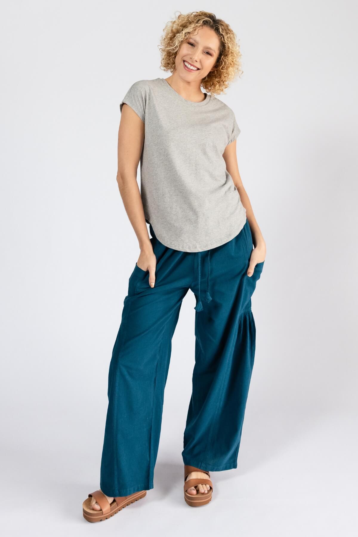 Surya Everyday Cotton Pants for Women - Turquoise