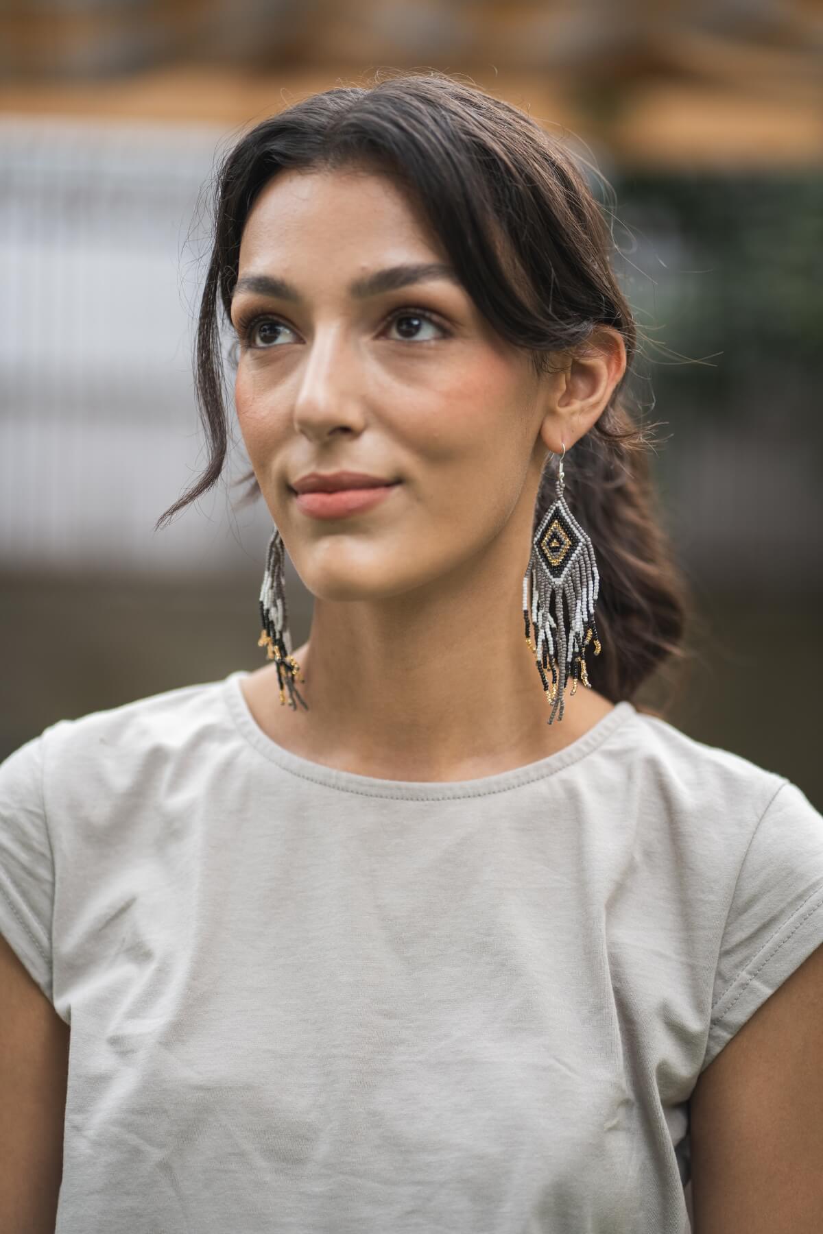 Surya Ethical Glass Bead Earrings - handmade in Nepal