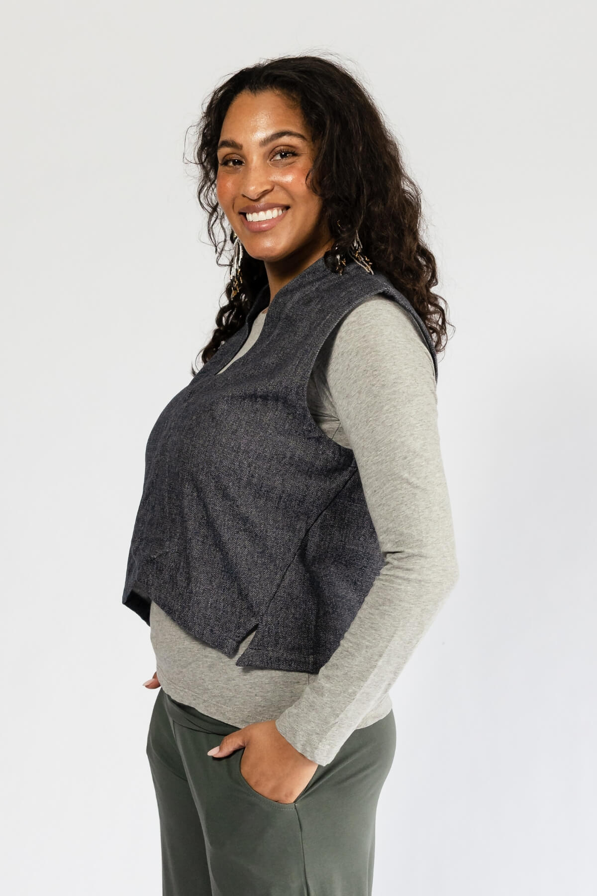 Surya Ethical Organic Jacquard Vest - left side view