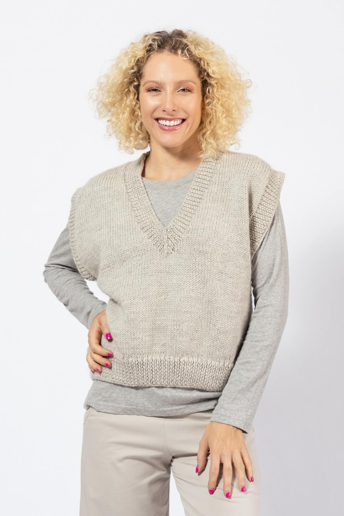 Ethical Merino Wool Vest for Women - oatmeal