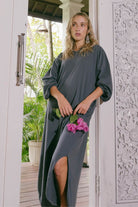 Relaxed fit organic cotton kaftan dress - on location in Bali