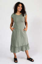 Surya Ethical Organic Cotton Midi Dresses - flattering stretch organic cotton dress