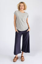 Surya Organic Cotton Cropped Pants - Midnight Blue