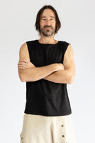 Surya Organic Singlet Tops for Men - Black