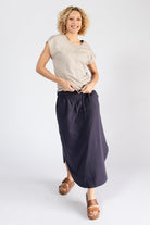 Surya Ethical Organic Cotton Madrid Skirt - side splits with rounded hem
