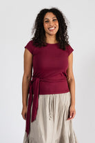 Surya Organic Cotton Amari Top - round neckline, flattering capped sleeves