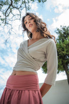 Surya Ethical Organic Wrap Top - on location in Nepal