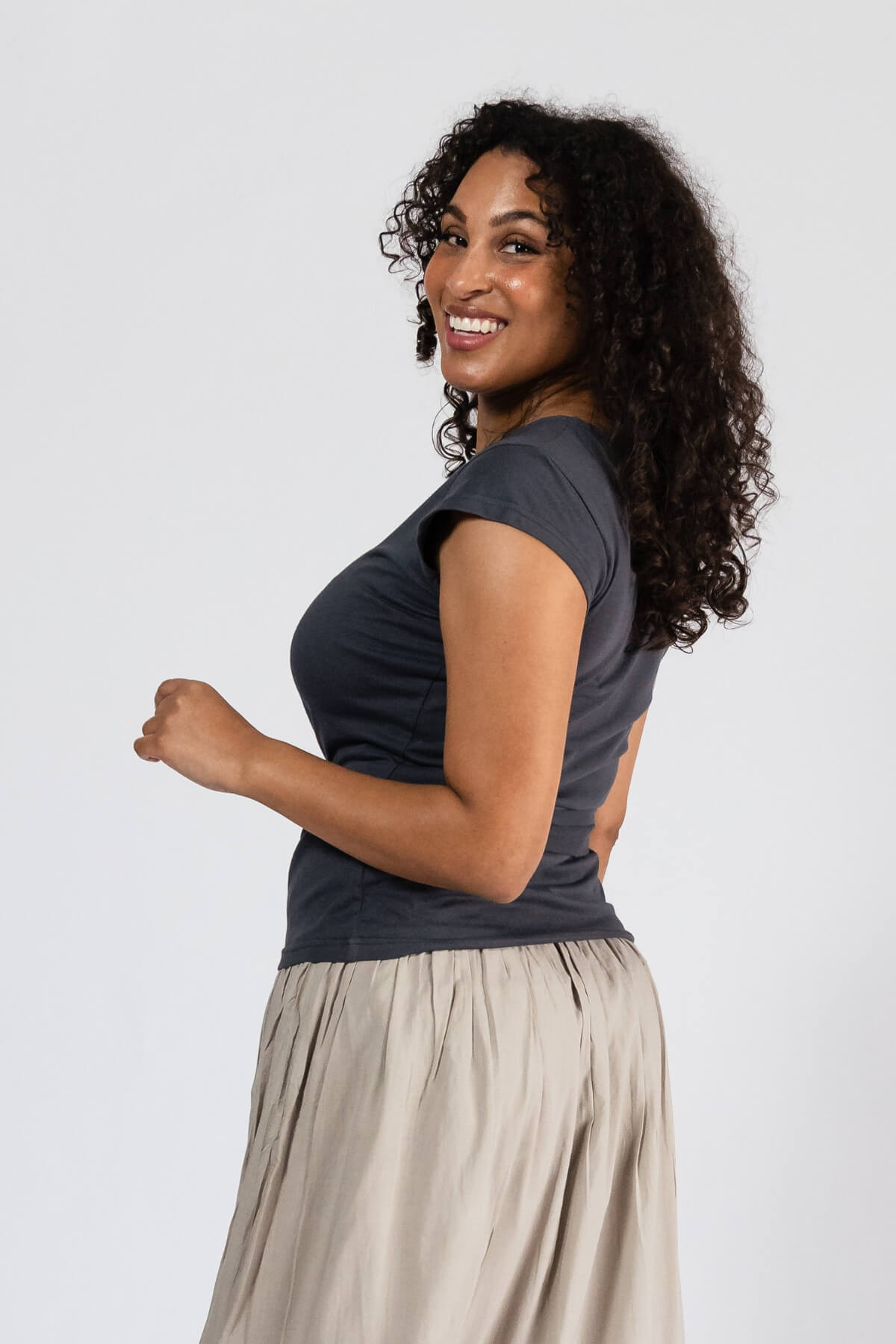 Organic Cotton Capped Sleeve Top for Women - flattering design