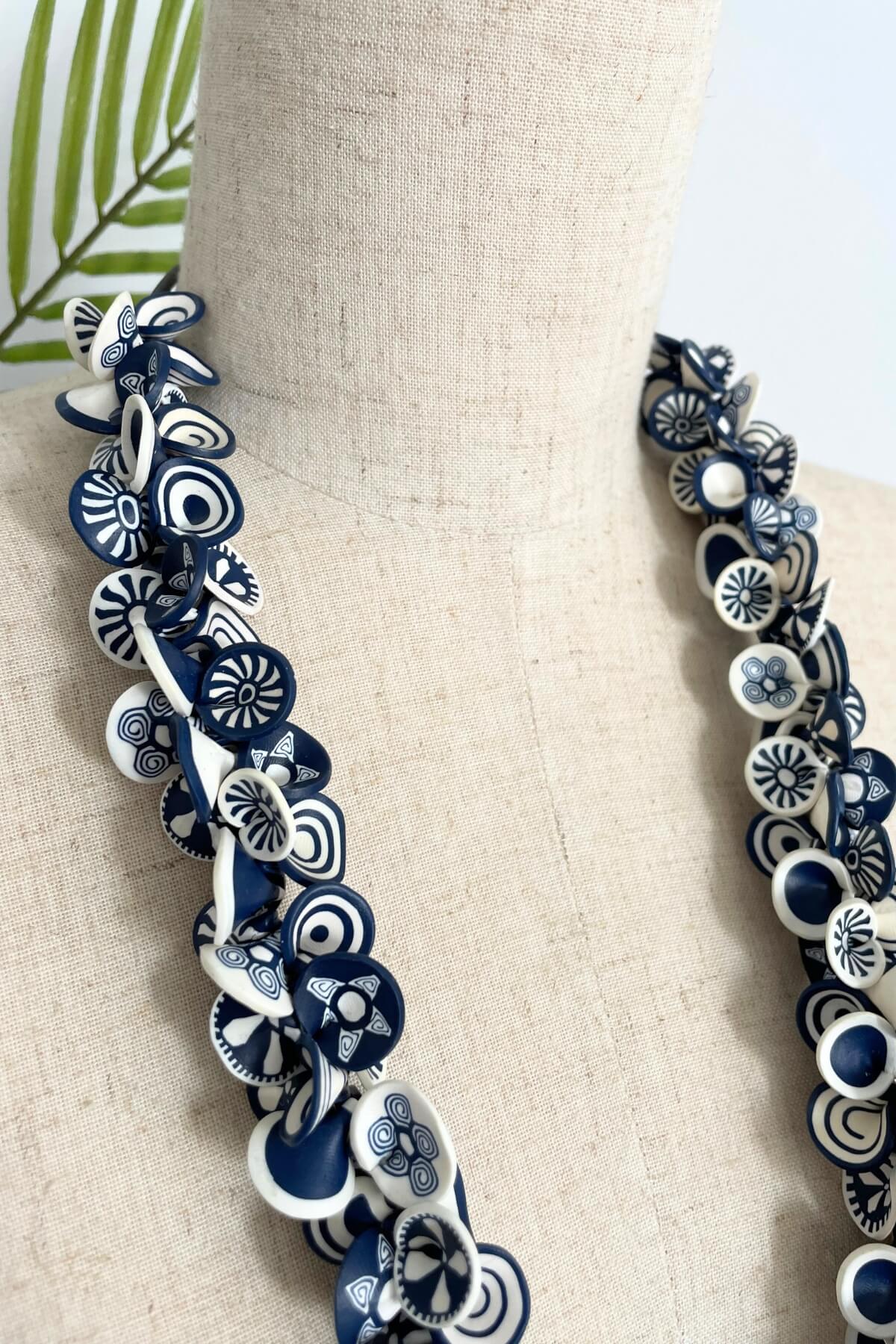 Surya Ethical Polymer Clay Petal Necklace - navy