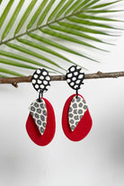 Surya Ethical Polymer Clay Earrings from Nepal - Red Flat Disc Style