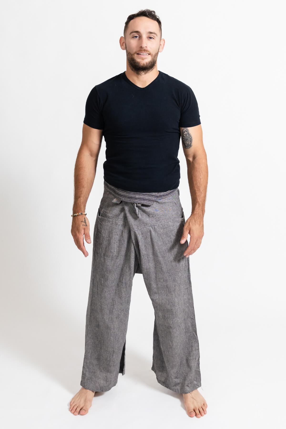 Surya Cotton Thai Fisherman Pants for Men - Grey