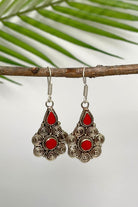 Surya Ethical Tibetan Earrings made in Nepal - Orange Tirsa