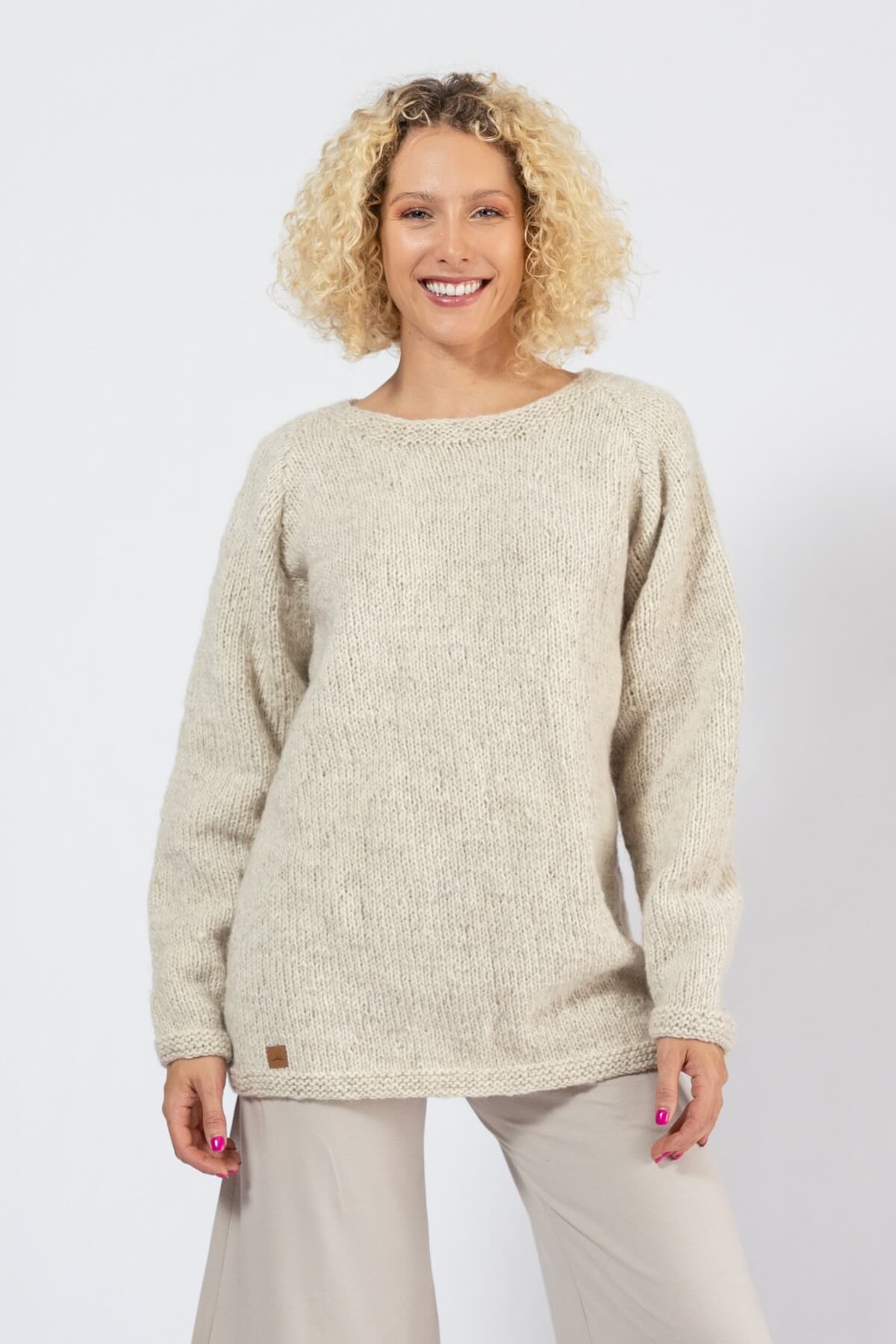 Oversized Wool Jumpers for Women - Oatmeal