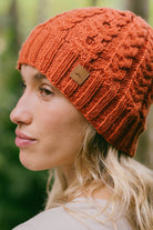 Merino wool cable knit beanie for women - made in Nepal