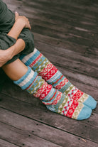 Ethical merino socks for women - Tibetan style knit