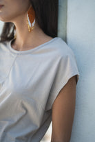 Surya Everyday Basic Organic Cotton Top for Women - capped batwing sleeves