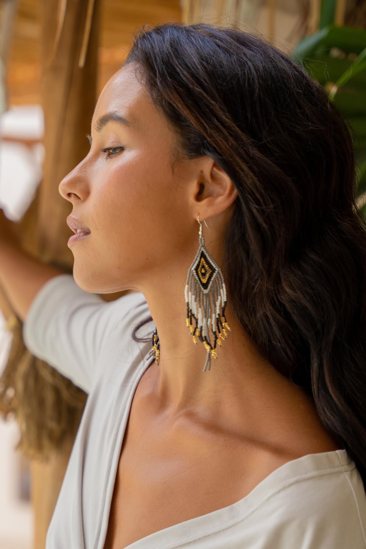 Surya Fairtrade hand beaded earrings -made in Nepal