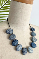 Surya Fairtrade polymer clay necklaces -navy round necklace