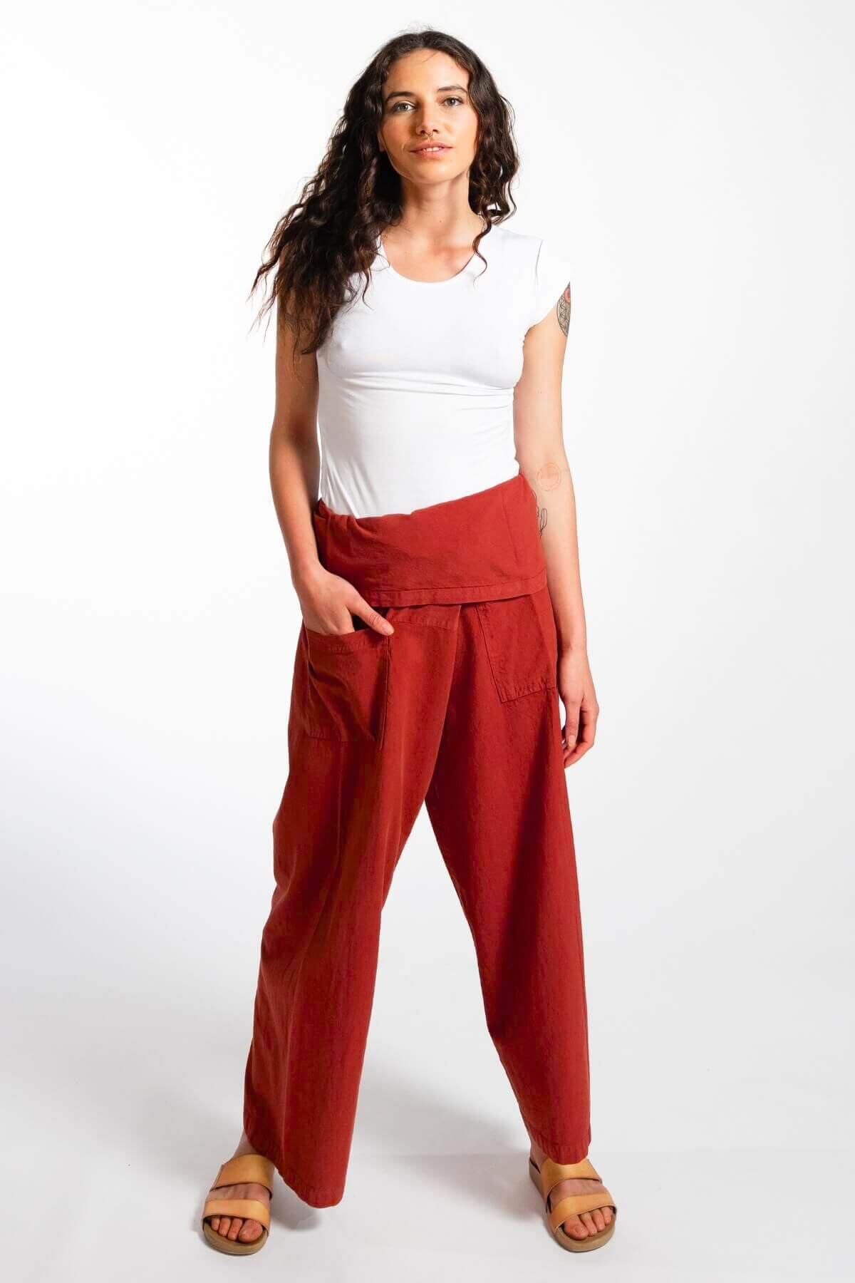Surya Australia Cotton Thai Fisherman Pants made in Nepal - Rust
