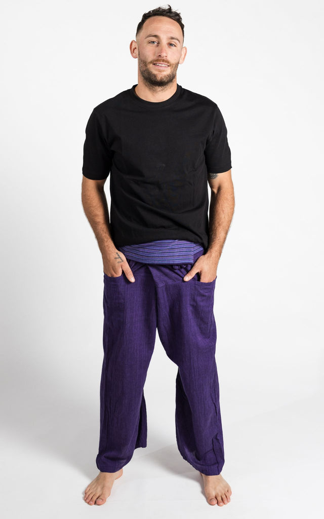 Surya Australia Cotton Fisherman Pants for men from Nepal - Purple