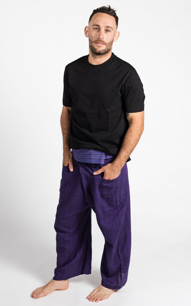 Surya Australia Cotton Fisherman Pants for men from Nepal - Purple