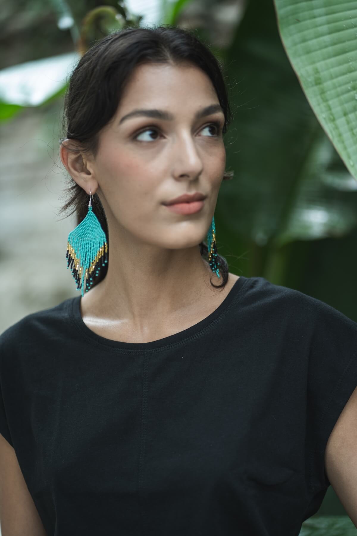 Surya Ethical Glass Bead Earrings - Turquoise Blue 