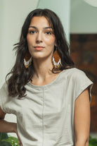 Surya Ethical Glass Bead Earrings - Gold Colour