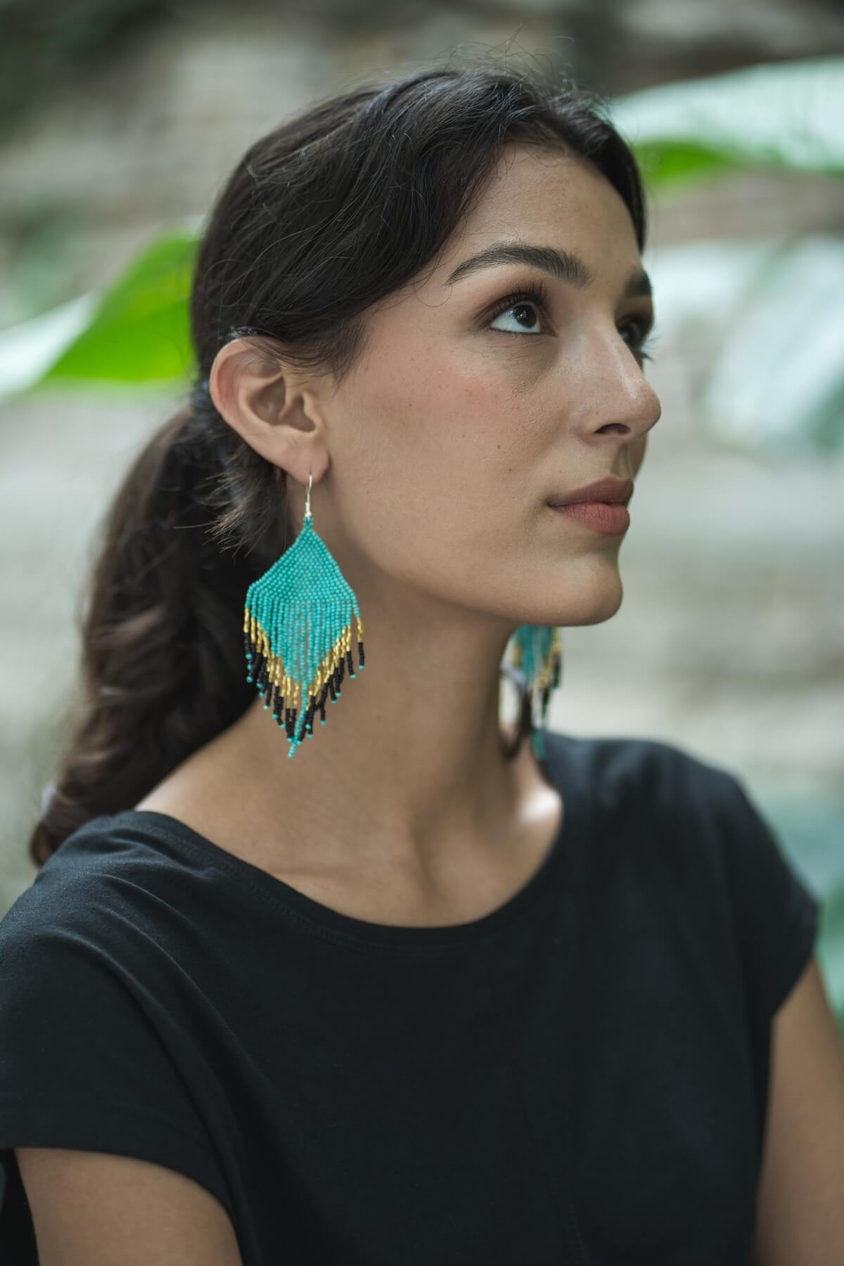 Surya Glass Bead Earrings - ethically made in Nepal