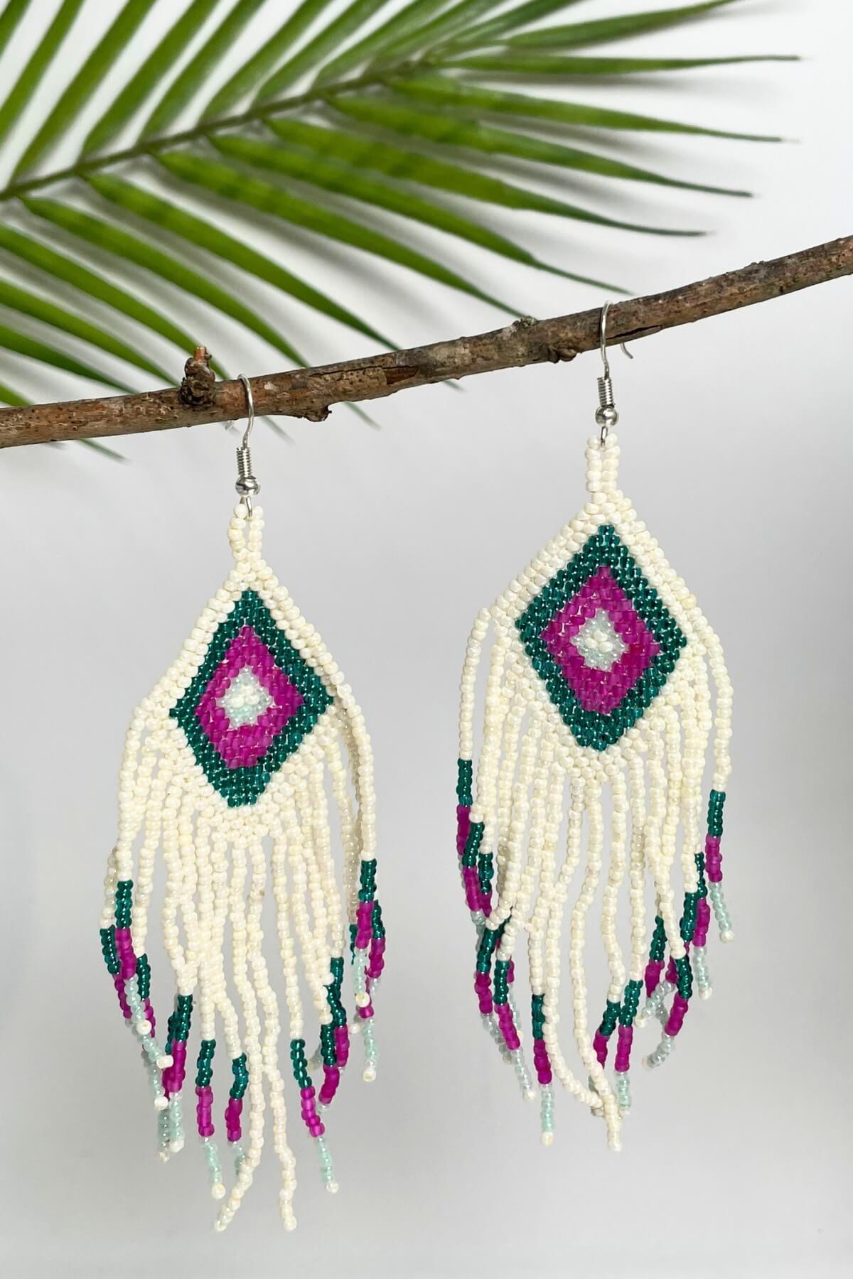 Surya Ethical Beaded Earrings - handmade in Nepal