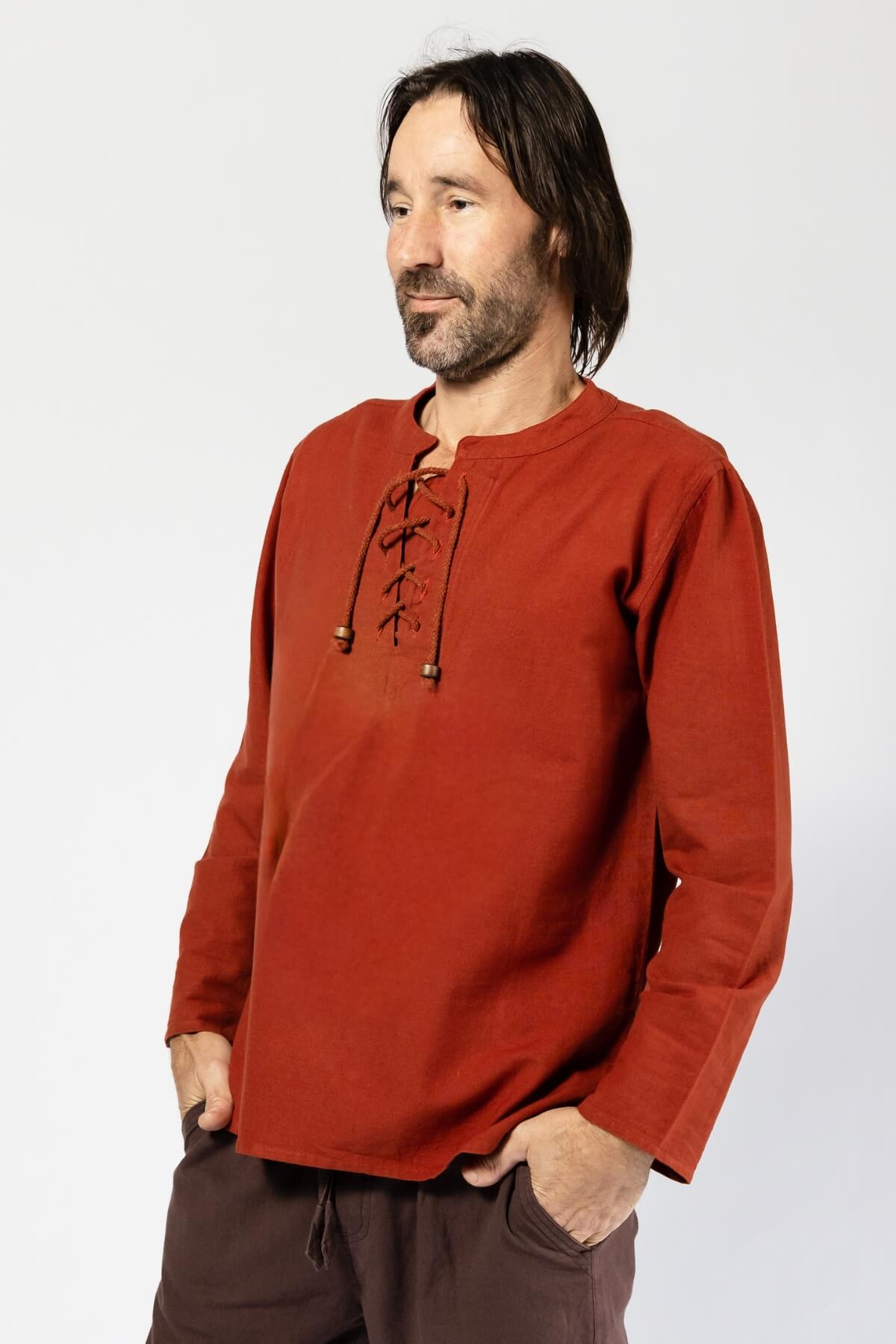 Surya Long Sleeve Cotton Top for Men - left side view