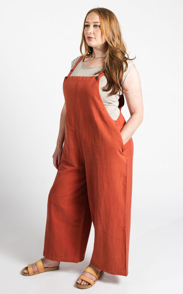 Surya Australia Ethical Cotton 'Juanita' Overalls Dungarees made in Nepal - Rust