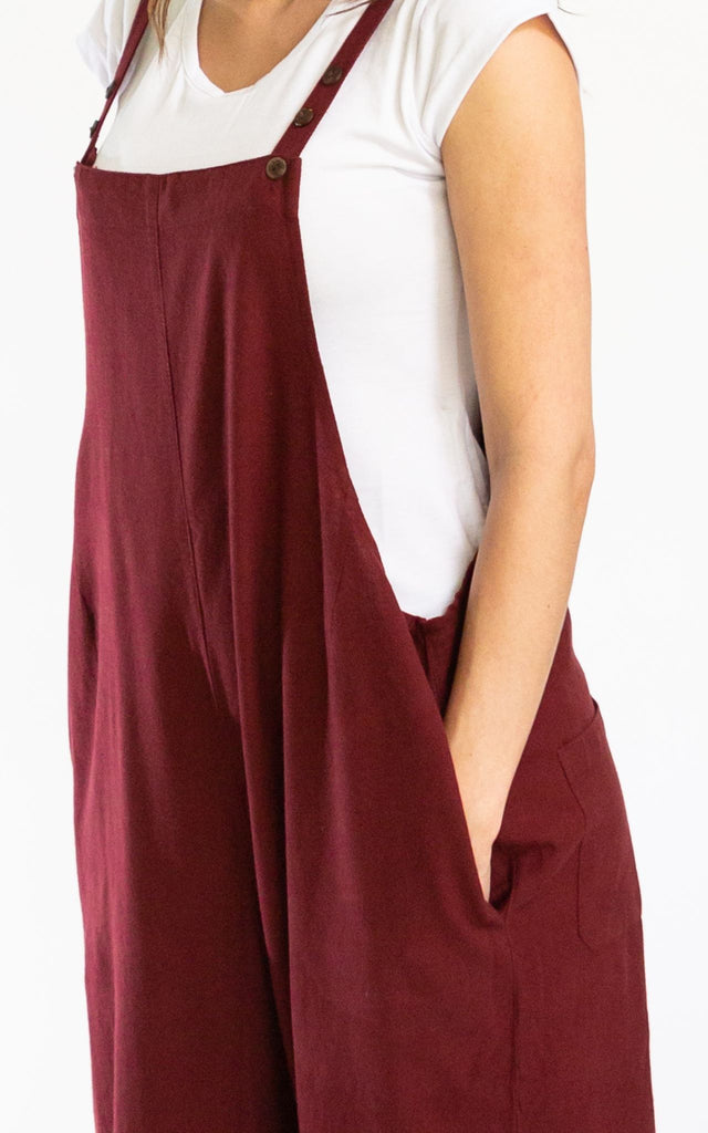 Surya Australia Ethical Cotton 'Juanita' Overalls Dungarees made in Nepal - Berry