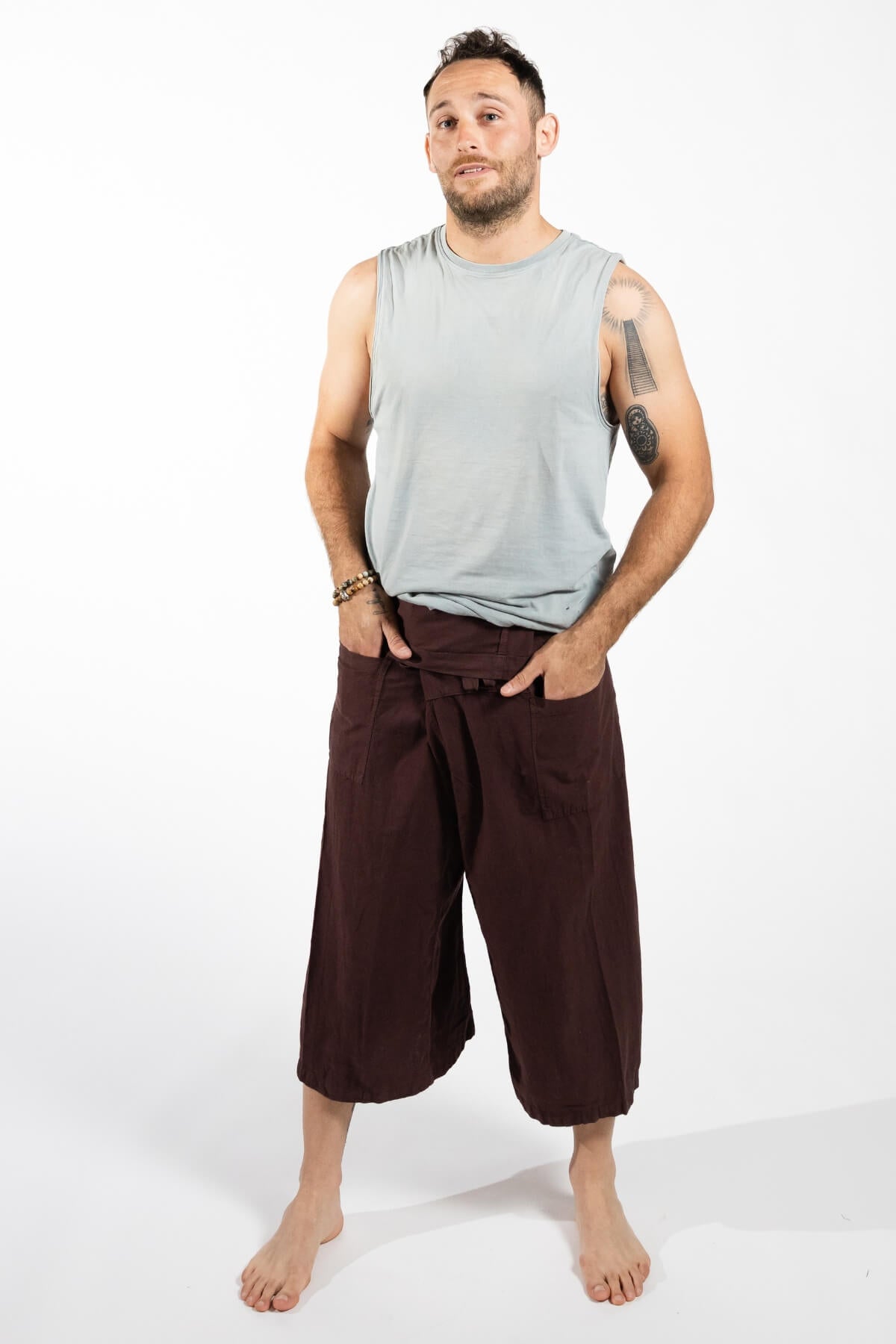 Surya Men's Cotton Fisherman Pants - chocolate brown colour