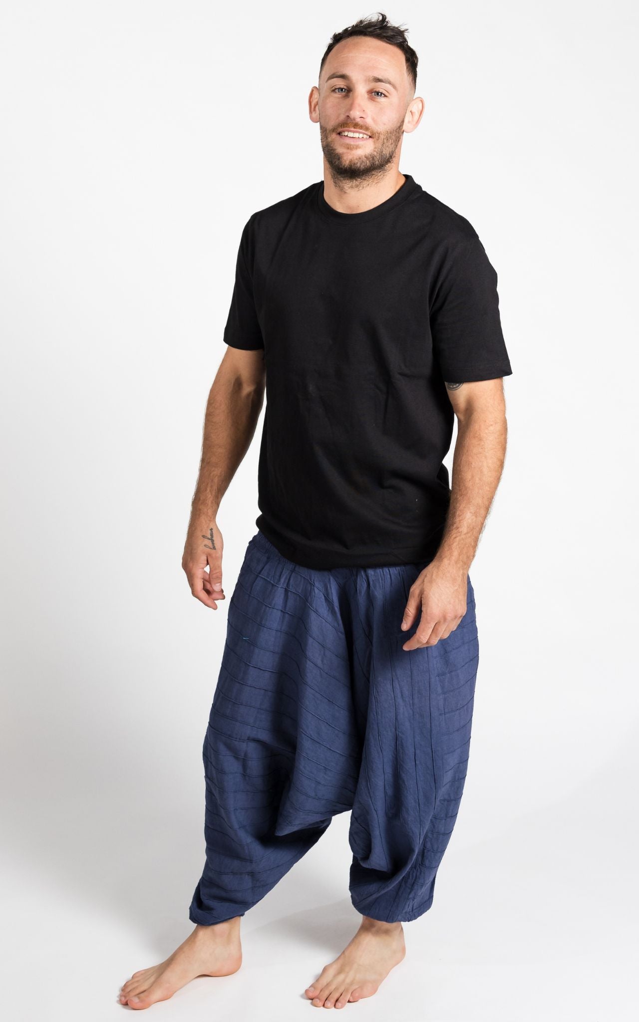 Surya Australia Earthy Cotton Aladdin Pants for men from Nepal - Blue