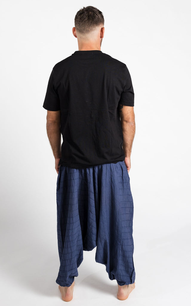Surya Australia Earthy Cotton Aladdin Pants for men from Nepal - Blue