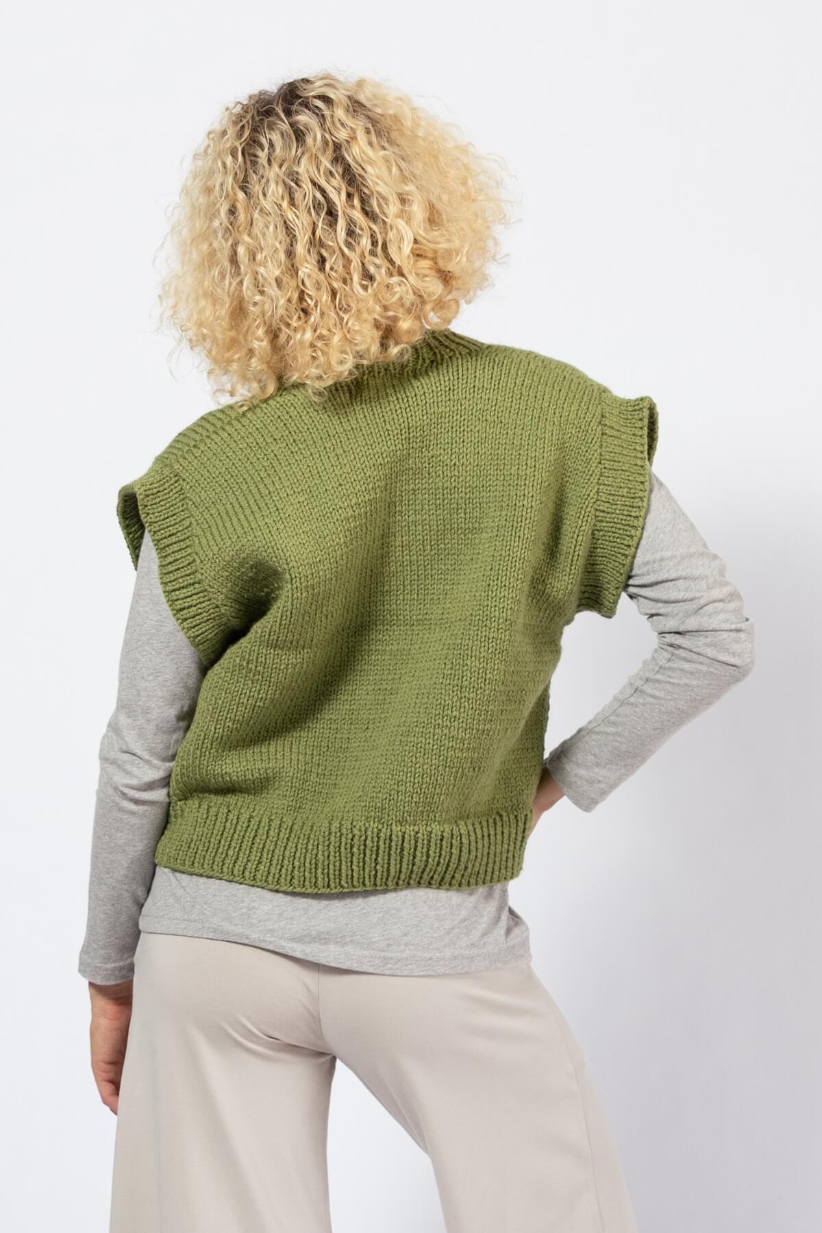 Cropped Merino Wool Vests for Women - rear view
