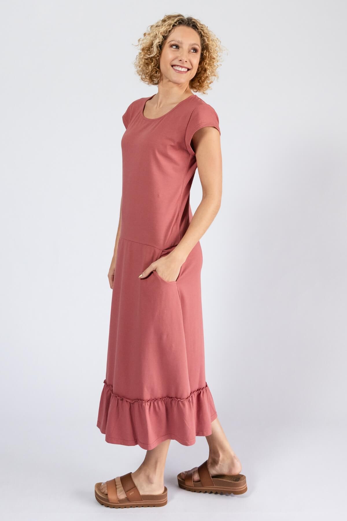 Surya Ethical Organic Cotton Midi Dress - left side view
