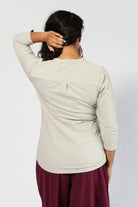 Surya Organic Cotton 3/4 Sleeve Jacquard weave top for women - rear view